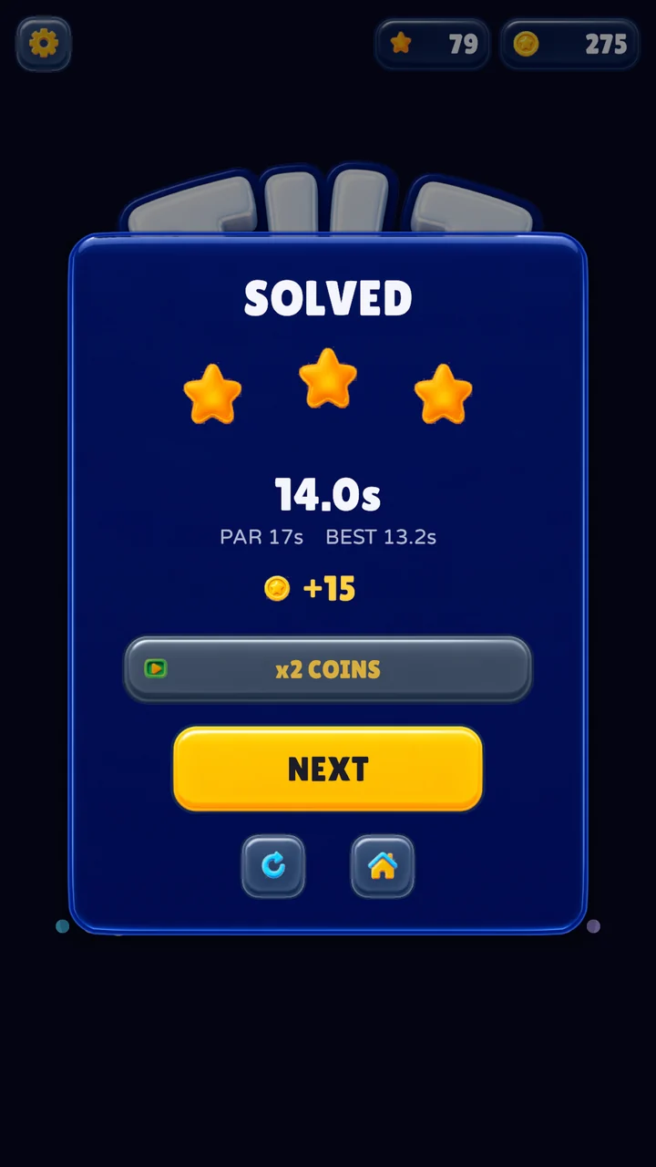 Tilt Maze level solved with three stars
